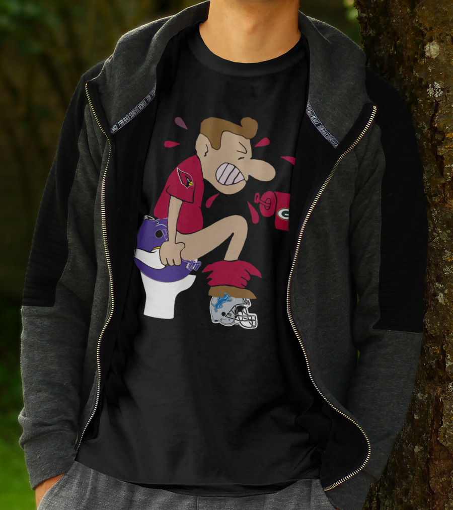 Arizona Cardinals Rivalry Humor With Vikings And Lions Helmets And Packers Toilet Paper T-Shirt