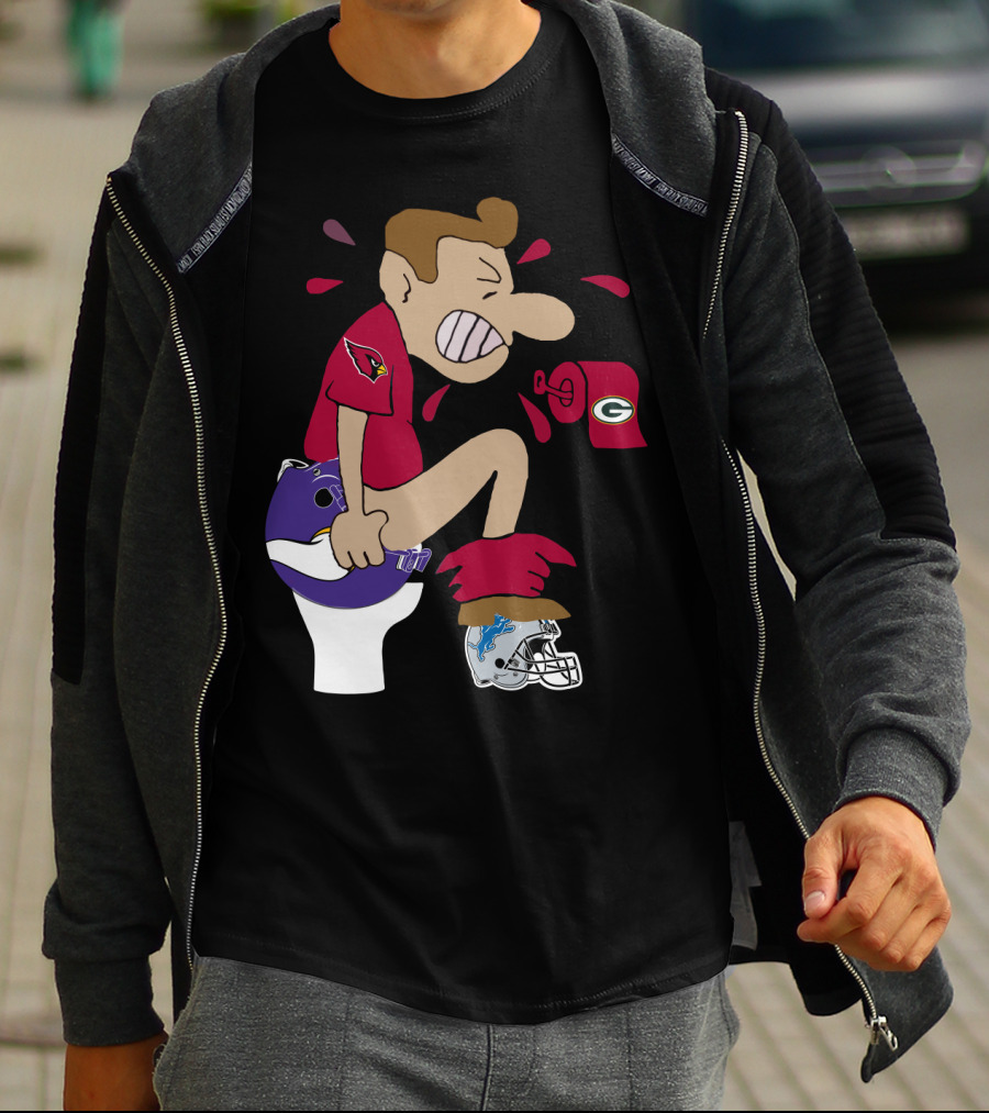 Arizona Cardinals Rivalry Humor With Vikings And Lions Helmets And Packers Toilet Paper T-Shirt