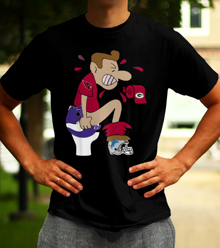 Arizona Cardinals Rivalry Humor With Vikings And Lions Helmets And Packers Toilet Paper T-Shirt
