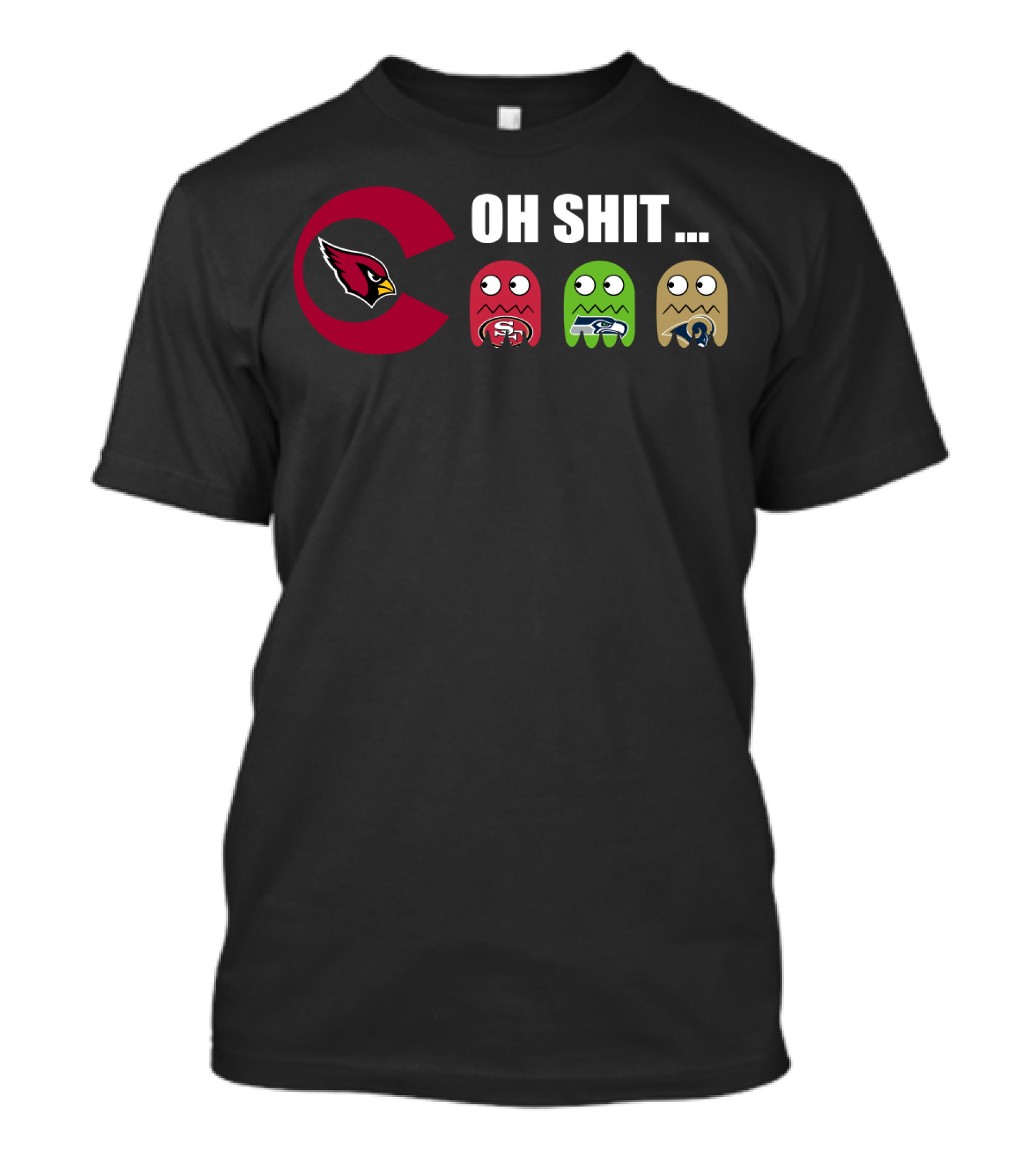 Arizona Cardinals Oh Shit Pacman San Francisco 49ers Seattle Seahawks Los Angeles Rams T-Shirt