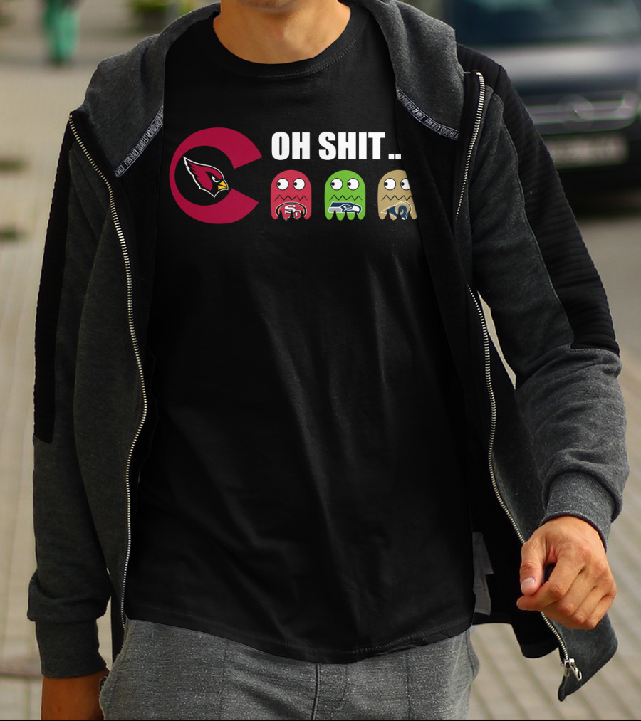 Arizona Cardinals Oh Shit Pacman San Francisco 49ers Seattle Seahawks Los Angeles Rams T-Shirt