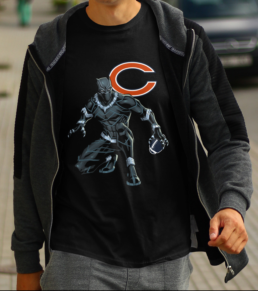 Chicago Bears Black Panther Football Crossover T-Shirt