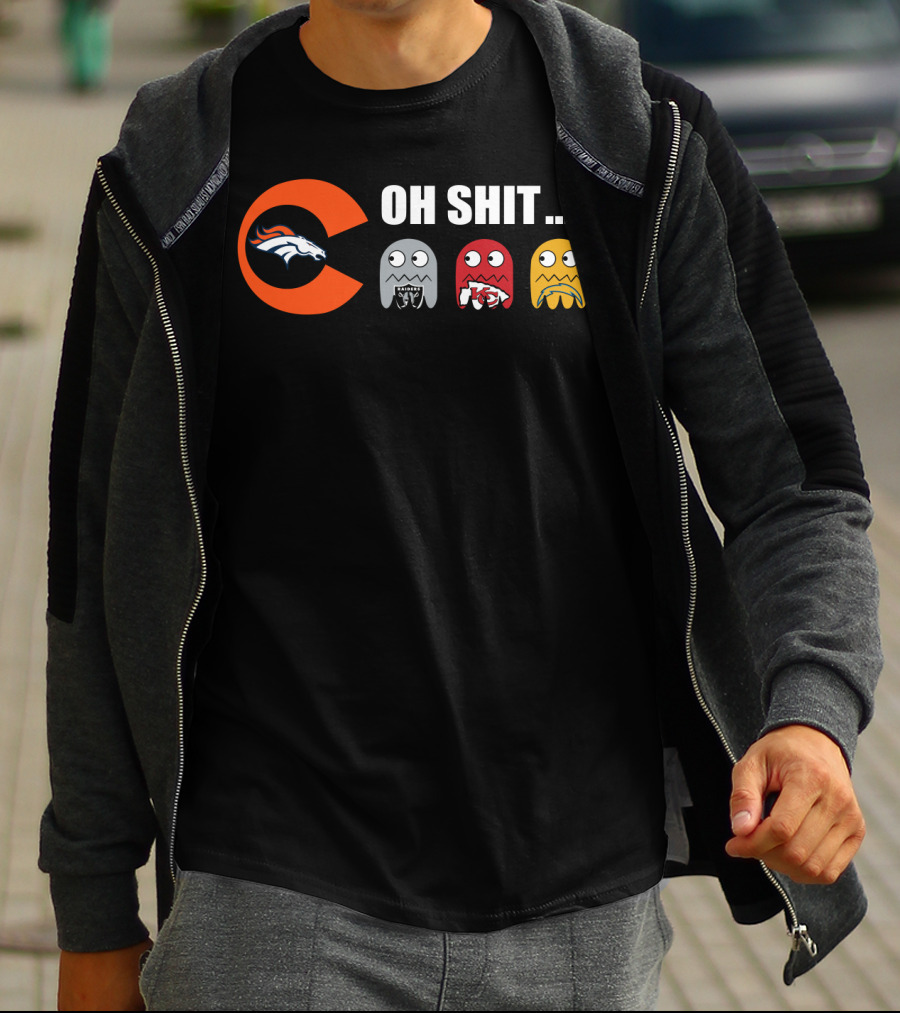Denver Broncos Oh Shit Pac-Man Ghosts T-Shirt