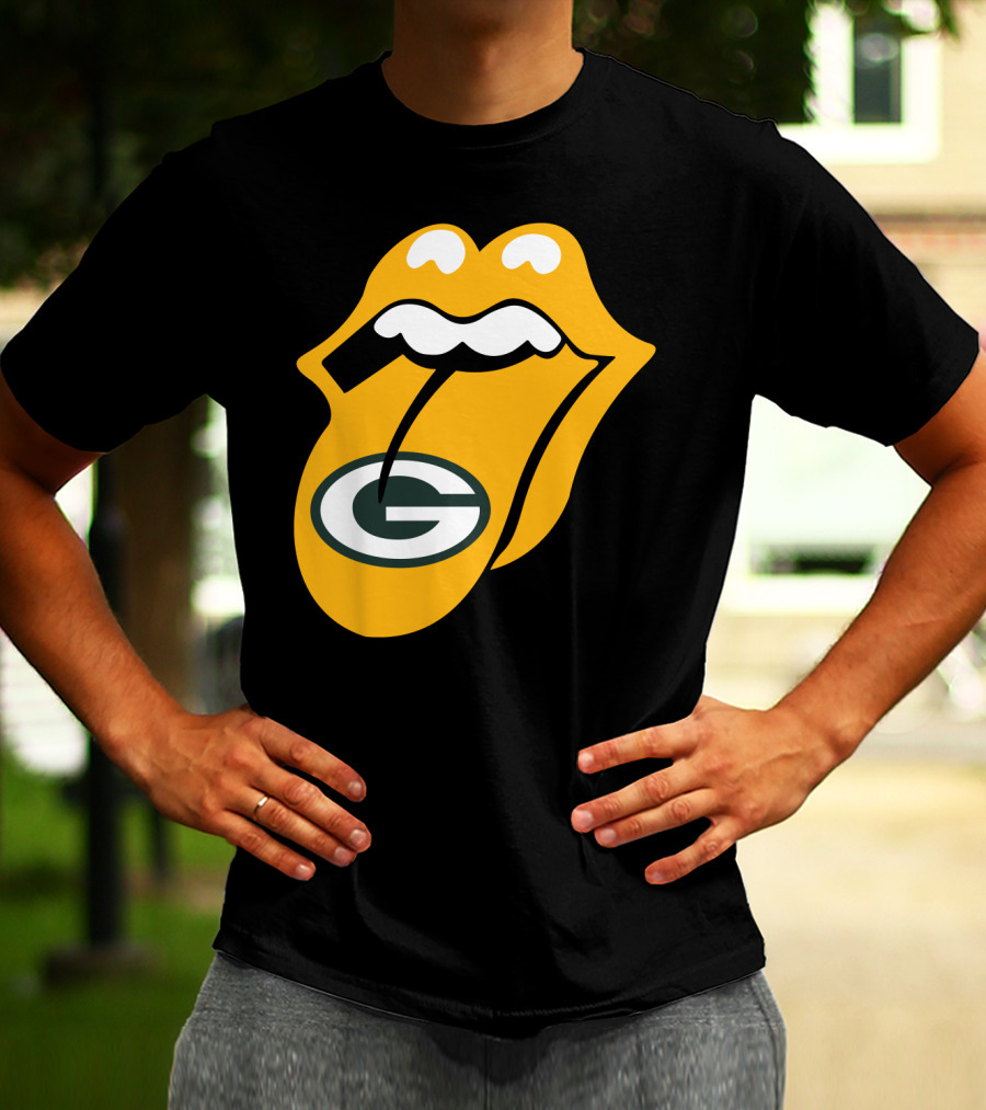 Rolling Stones Tongue Green Bay Packers Logo Mashup T-Shirt