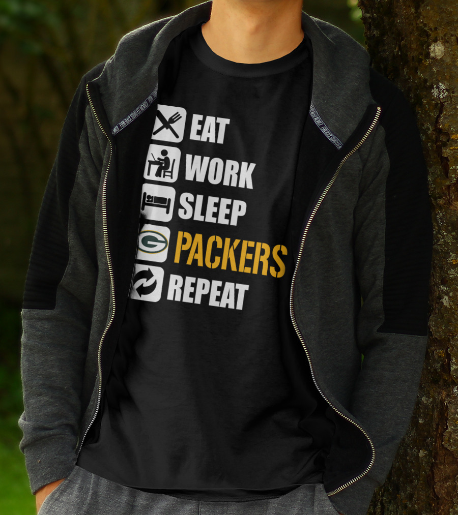 Eat Work Sleep Green Bay Packers Repeat T-Shirt