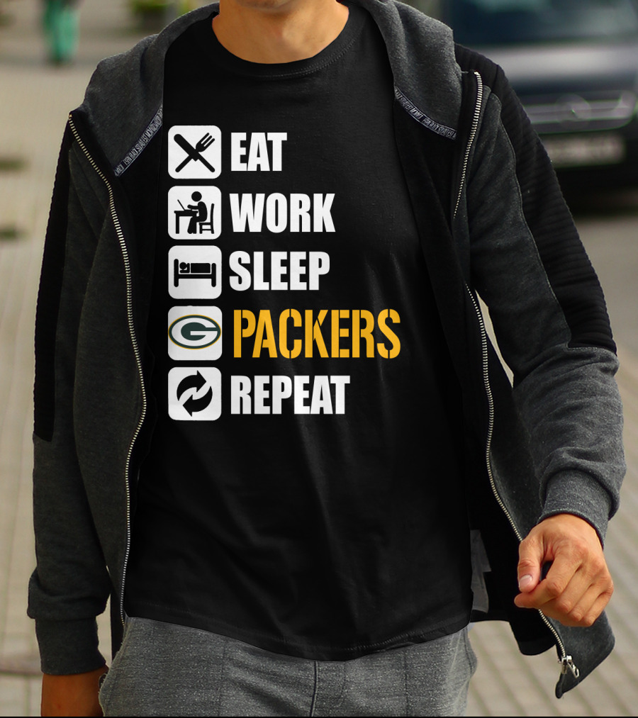 Eat Work Sleep Green Bay Packers Repeat T-Shirt