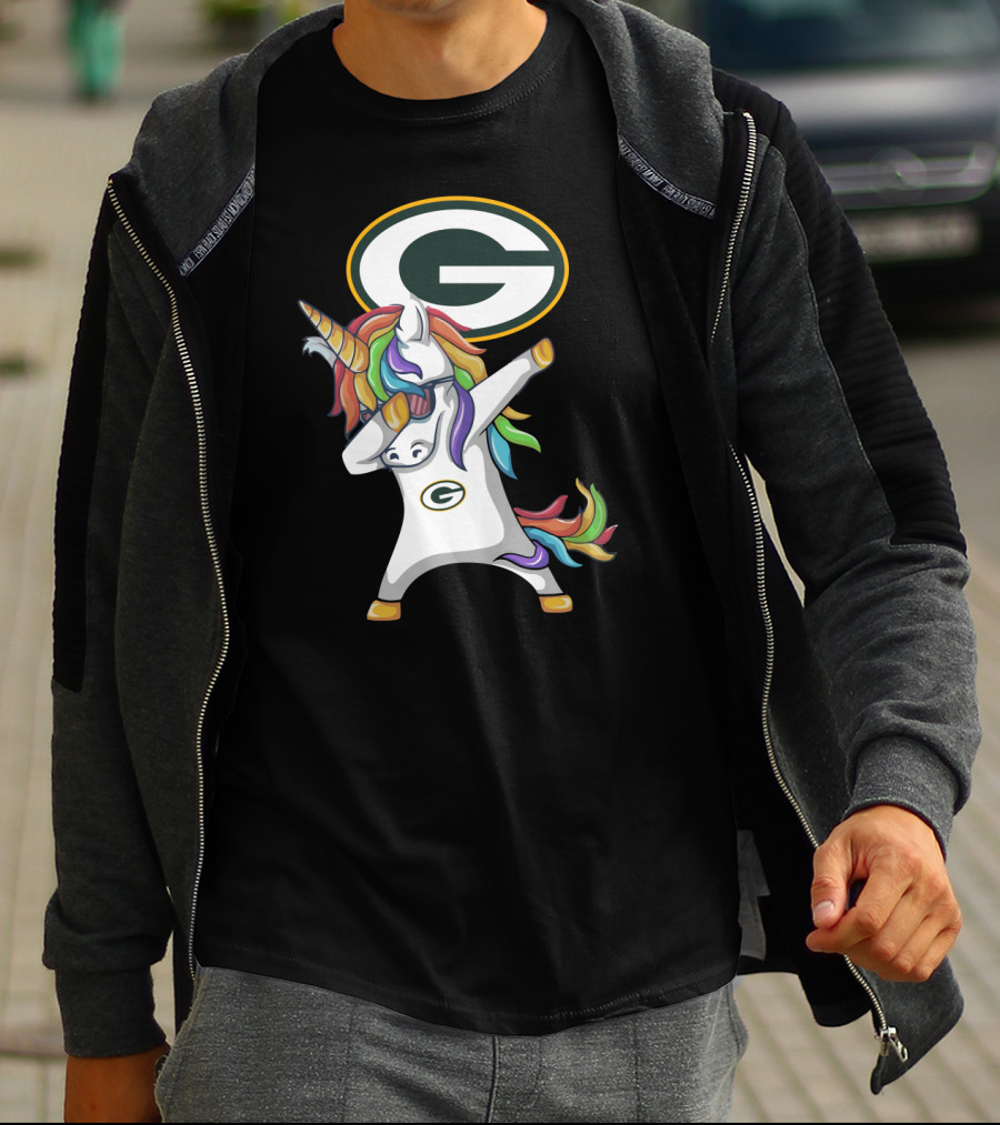 Green Bay Packers Dab Unicorn Rainbow T-Shirt