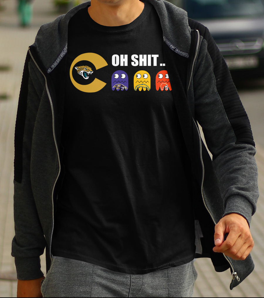 Jacksonville Jaguars Pac-Man Parody Ravens Steelers Chiefs T-Shirt