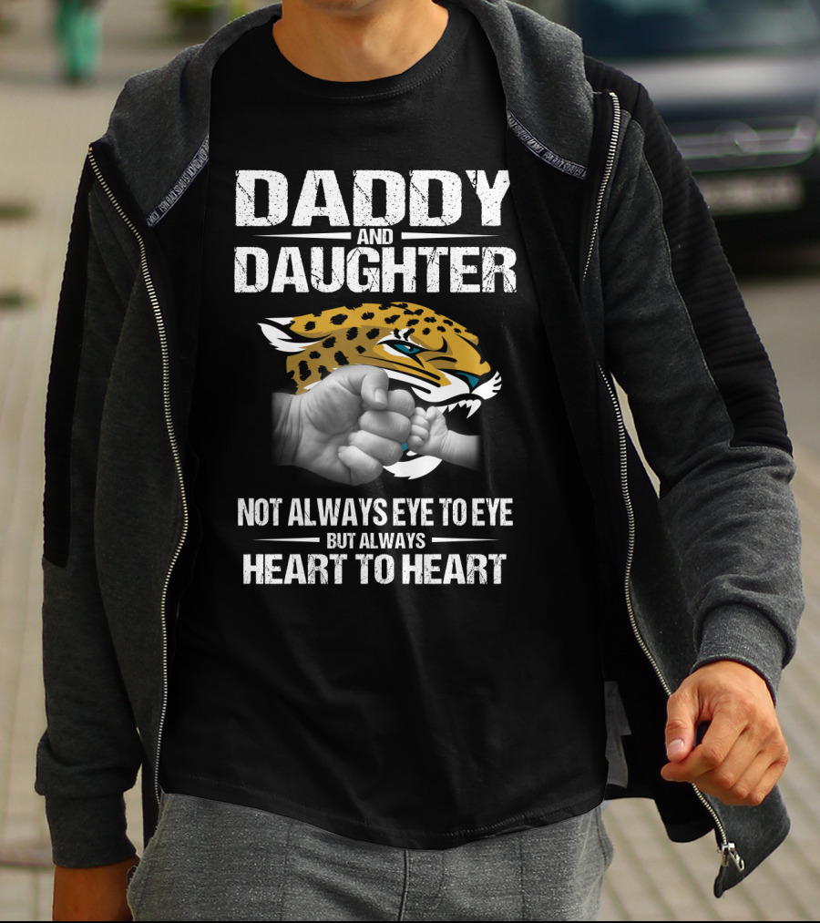 Daddy And Daughter Heart To Heart Jaguars Fist Bump T-Shirt