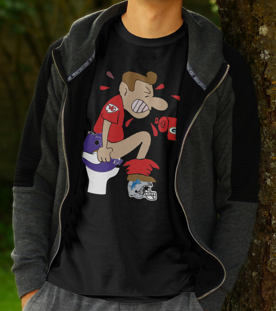 Kansas City Chiefs Rivalry Humor With Vikings Packers And Lions Toilet Theme T-Shirt