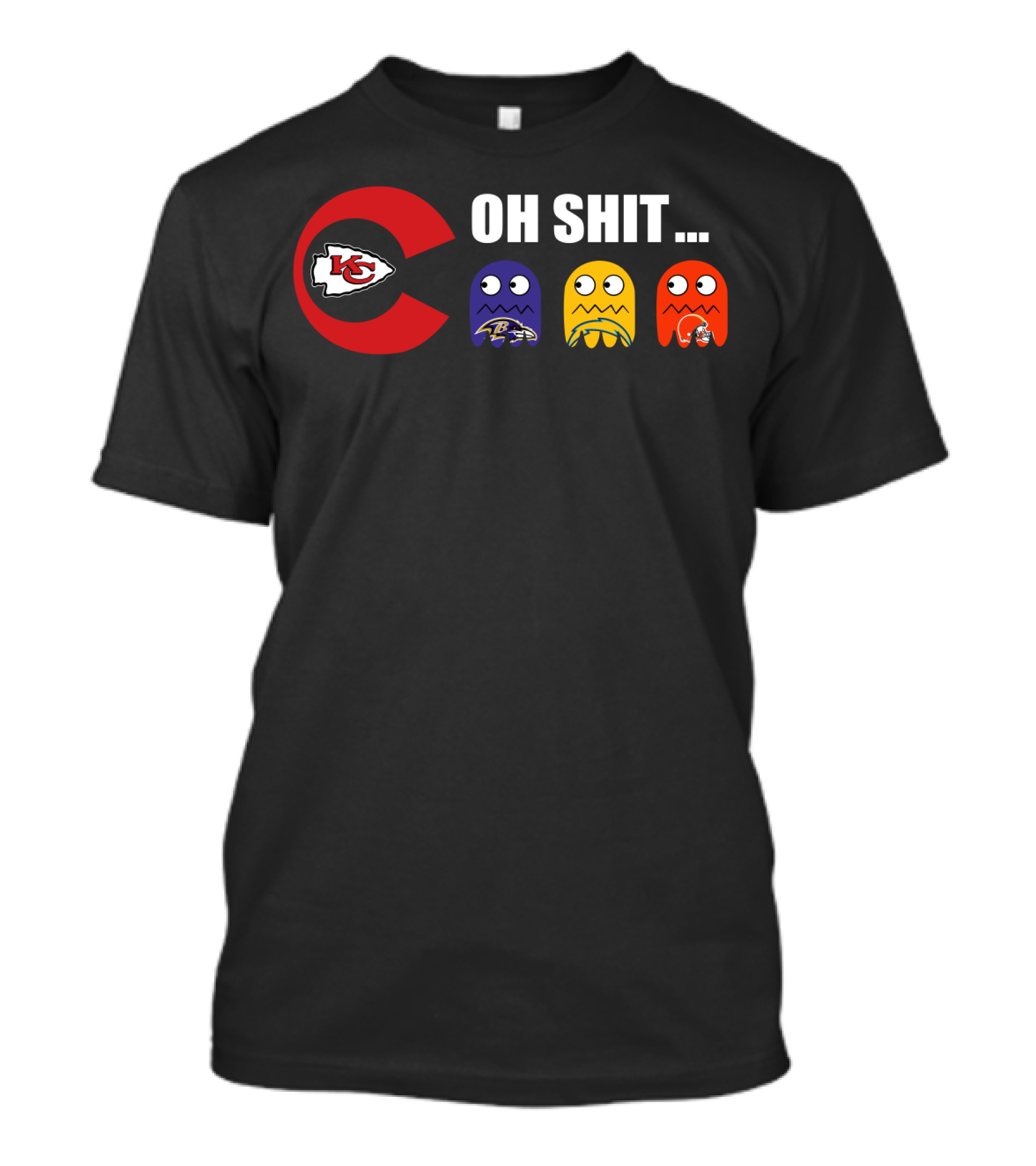 Kansas City Chiefs Oh Shit Pac-Man Ravens Steelers Browns T-Shirt