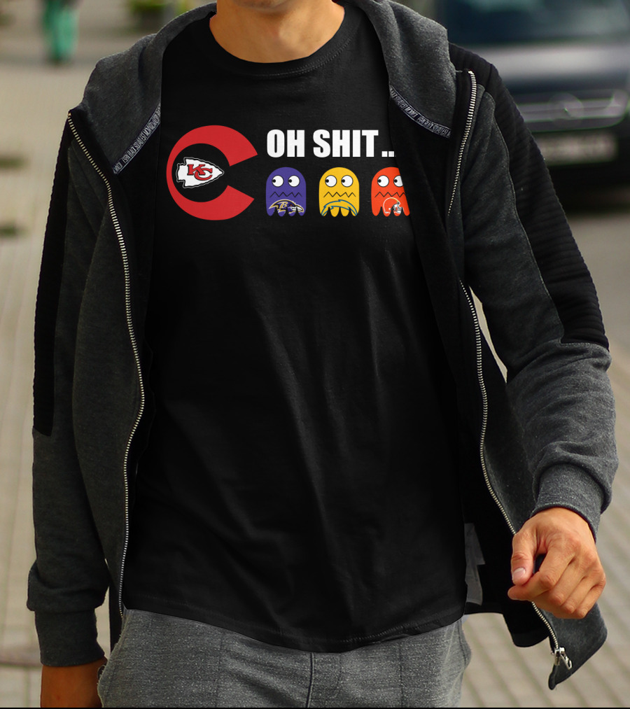 Kansas City Chiefs Oh Shit Pac-Man Ravens Steelers Browns T-Shirt