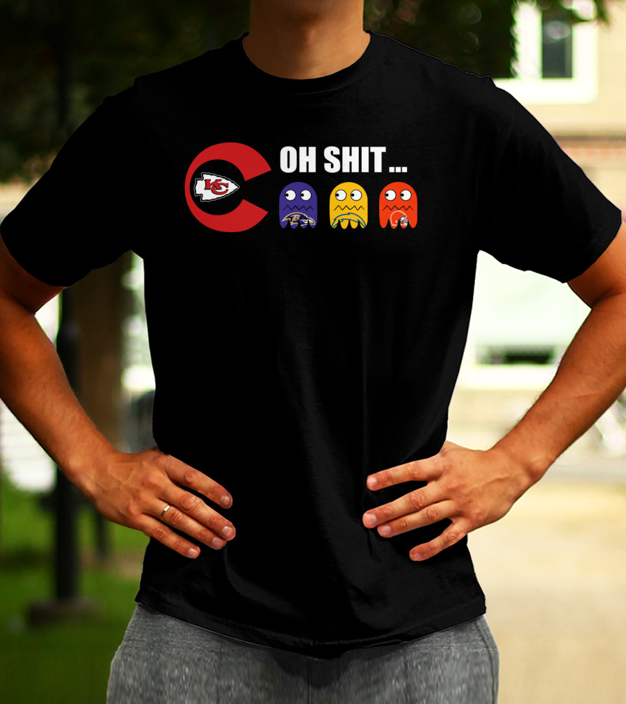 Kansas City Chiefs Oh Shit Pac-Man Ravens Steelers Browns T-Shirt