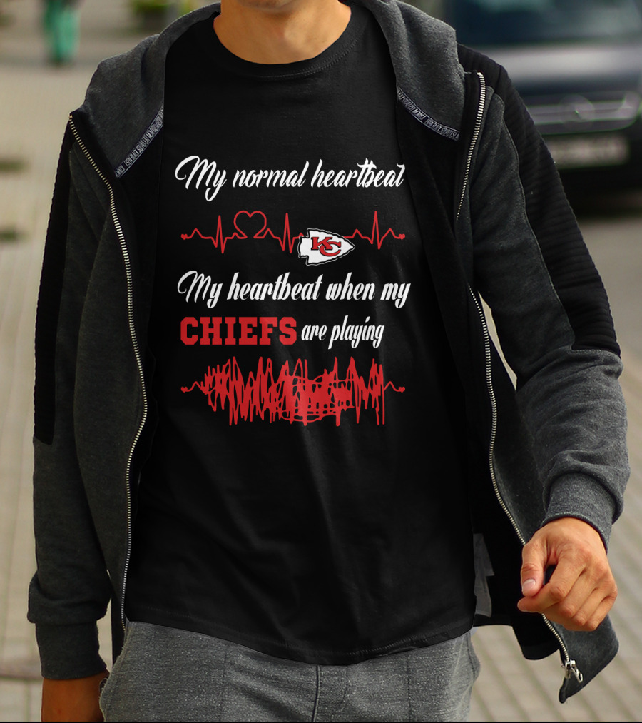 My Normal Heartbeat My Heartbeat When My Chiefs Are Playing Kansas City Chiefs T-Shirt