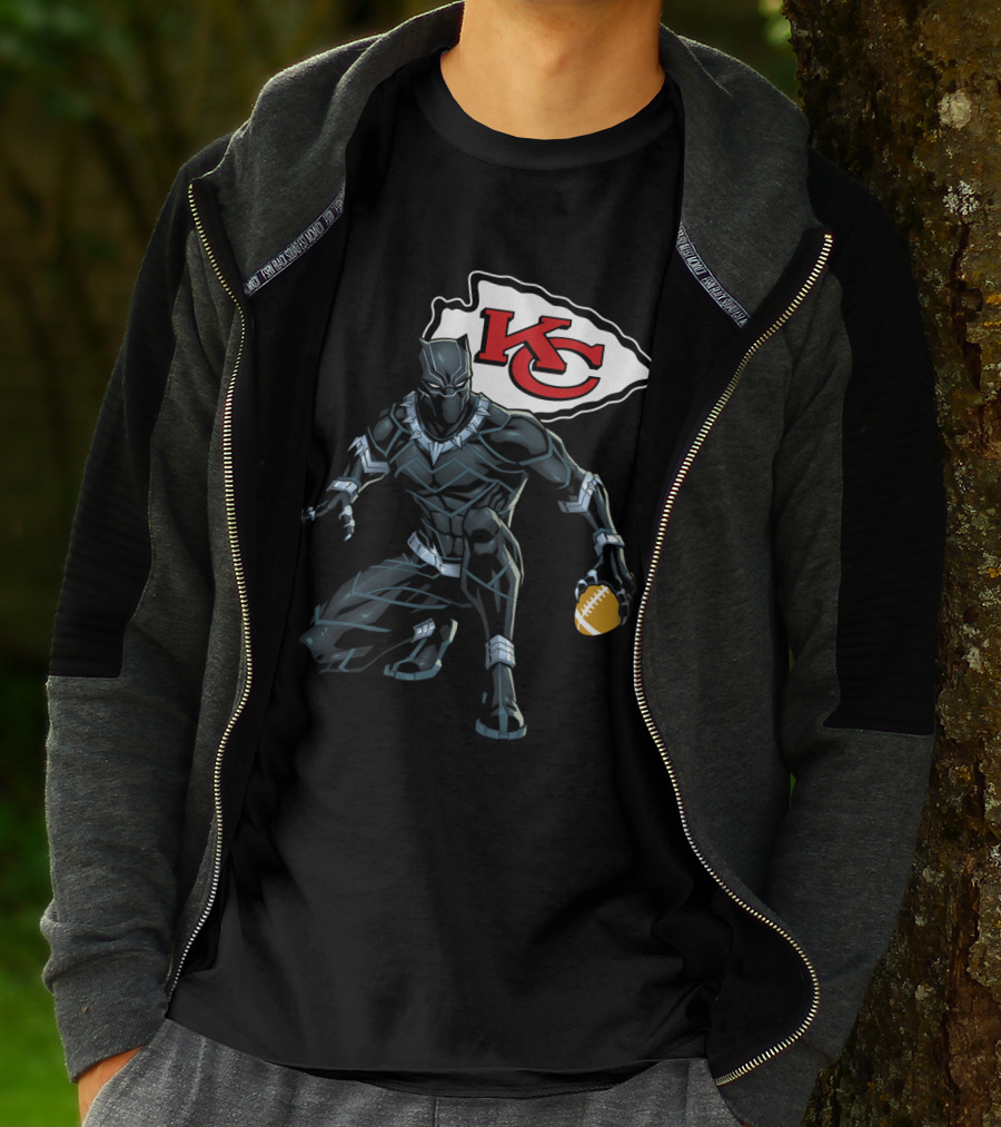 Kansas City Chiefs Black Panther Football Fusion T-Shirt