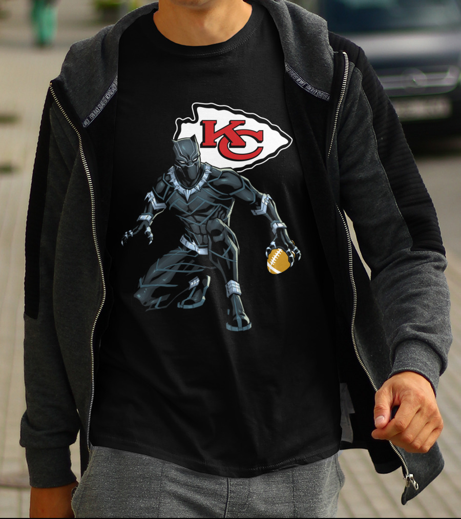 Kansas City Chiefs Black Panther Football Fusion T-Shirt