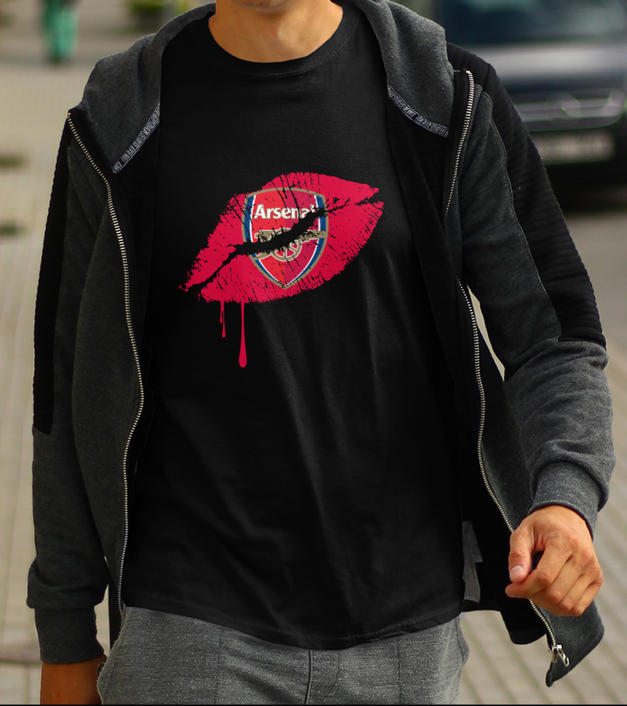 Arsenal Lips Red Logo Drip T-Shirt