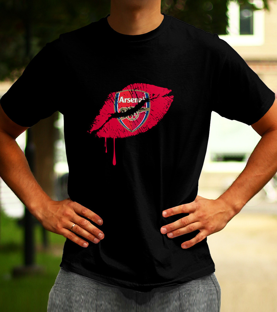 Arsenal Lips Red Logo Drip T-Shirt
