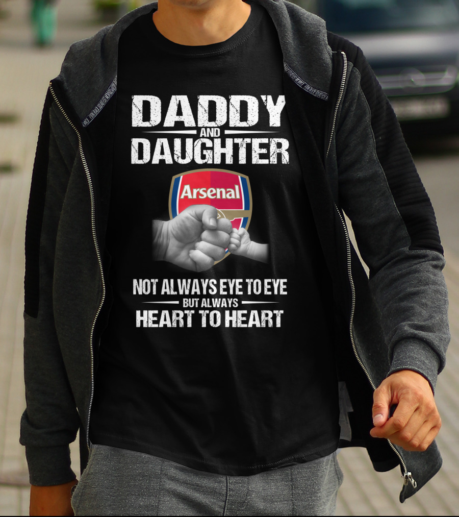 Daddy And Daughter Arsenal Not Always Eye To Eye But Always Heart To Heart T-Shirt