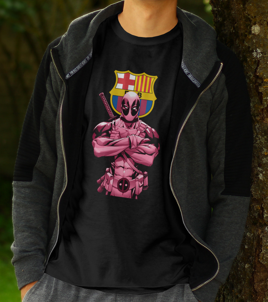 Barcelona Deadpool Fc Crest Crossover T-Shirt