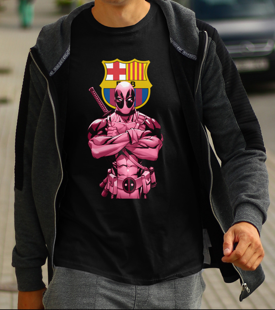 Barcelona Deadpool Fc Crest Crossover T-Shirt