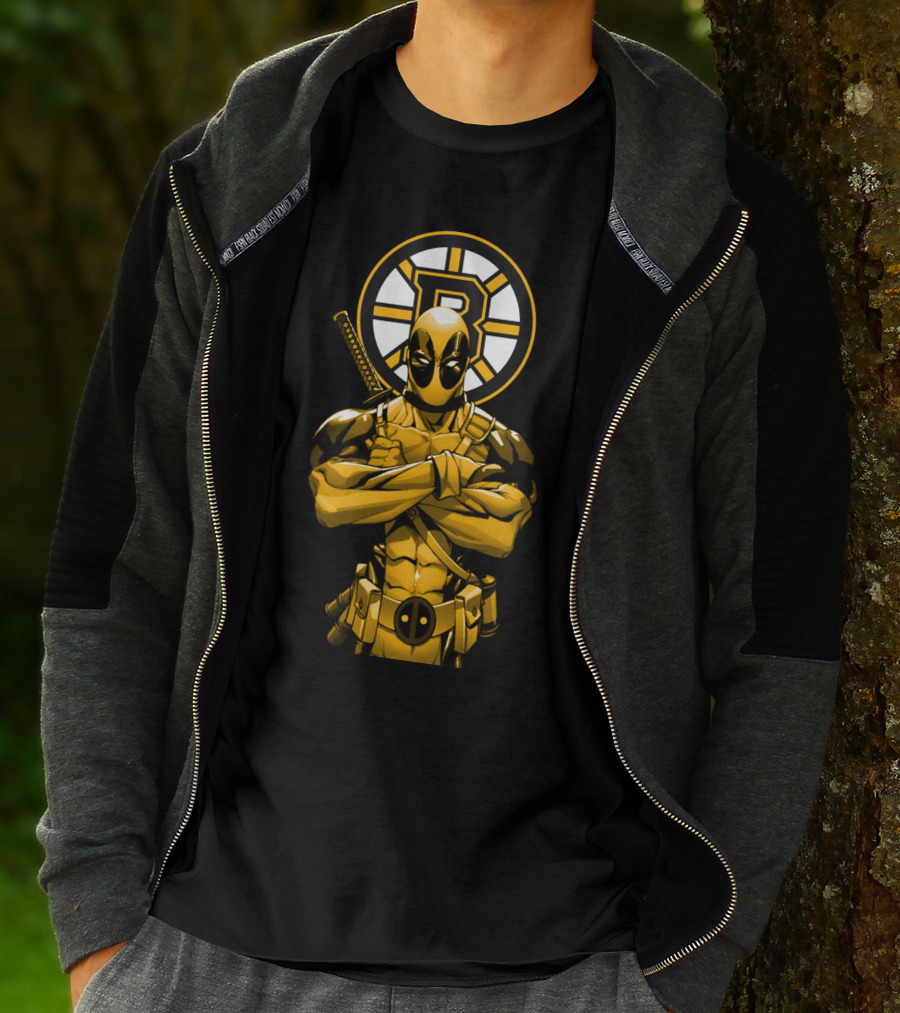 Boston Bruins Deadpool Crossover T-Shirt