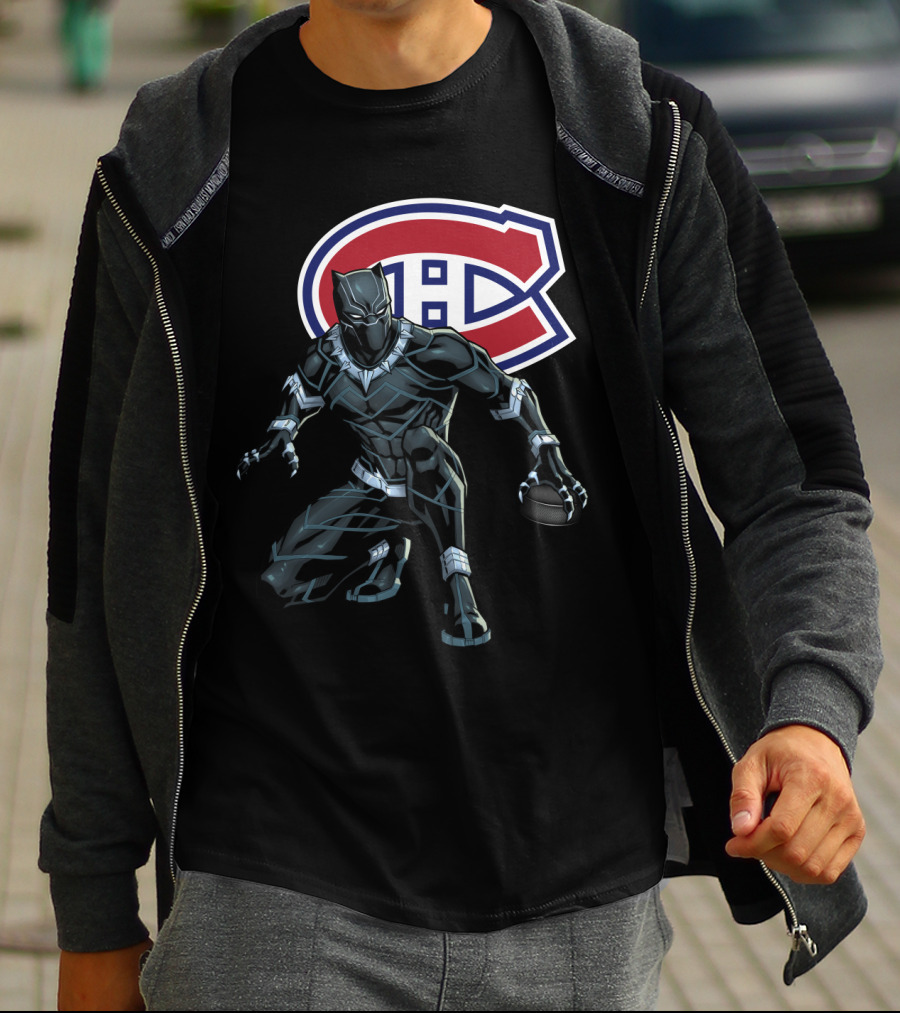 Montreal Canadiens Black Panther Crossover Hockey T-Shirt