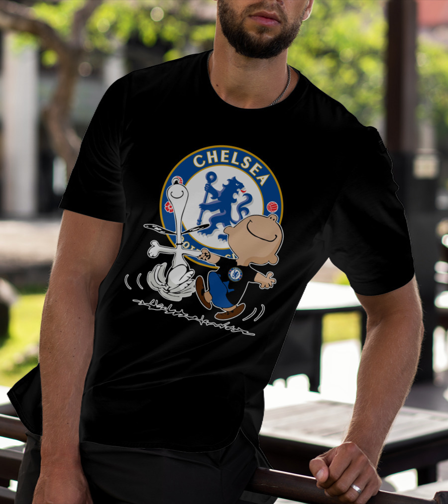 Chelsea Blue Lion Dancing Peanuts Characters T-Shirt