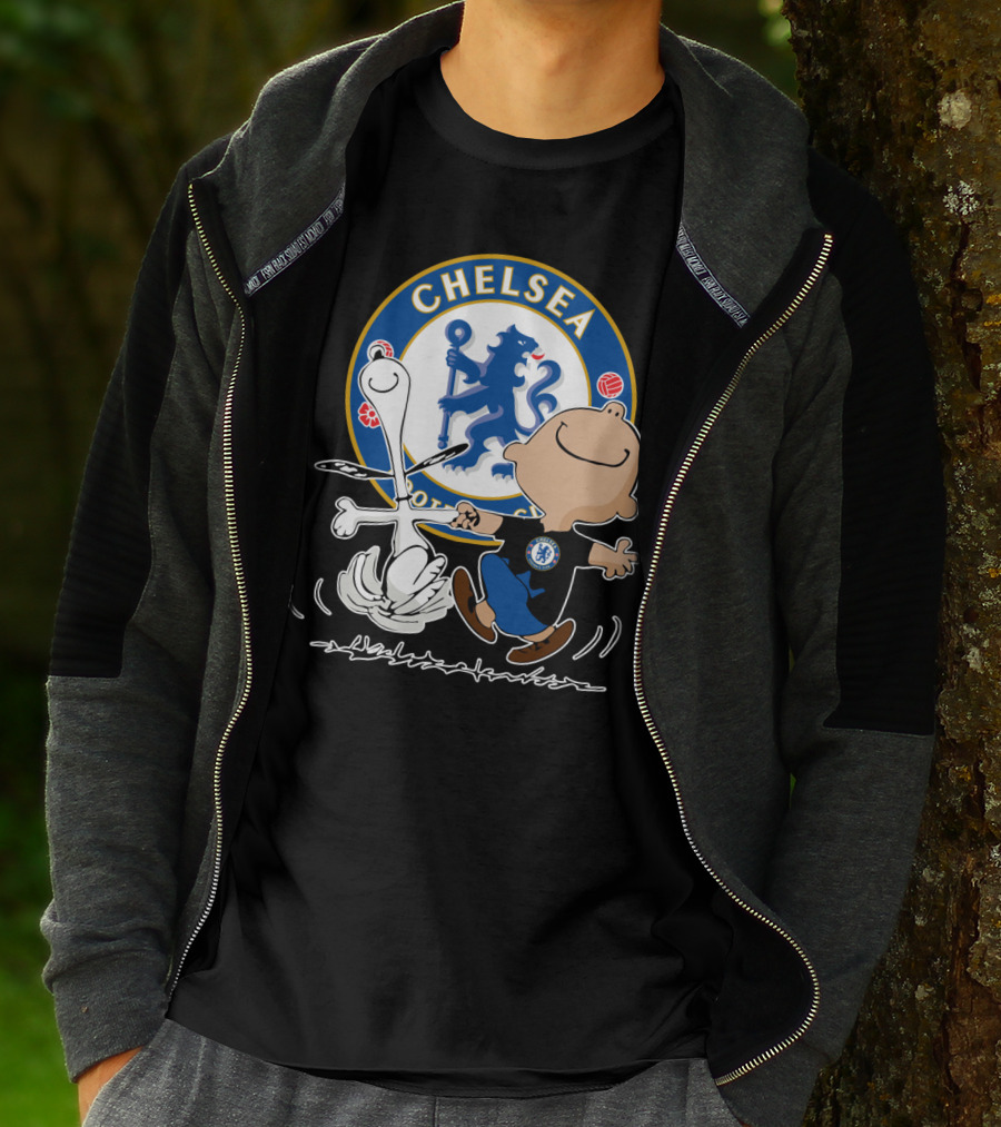 Chelsea Blue Lion Dancing Peanuts Characters T-Shirt