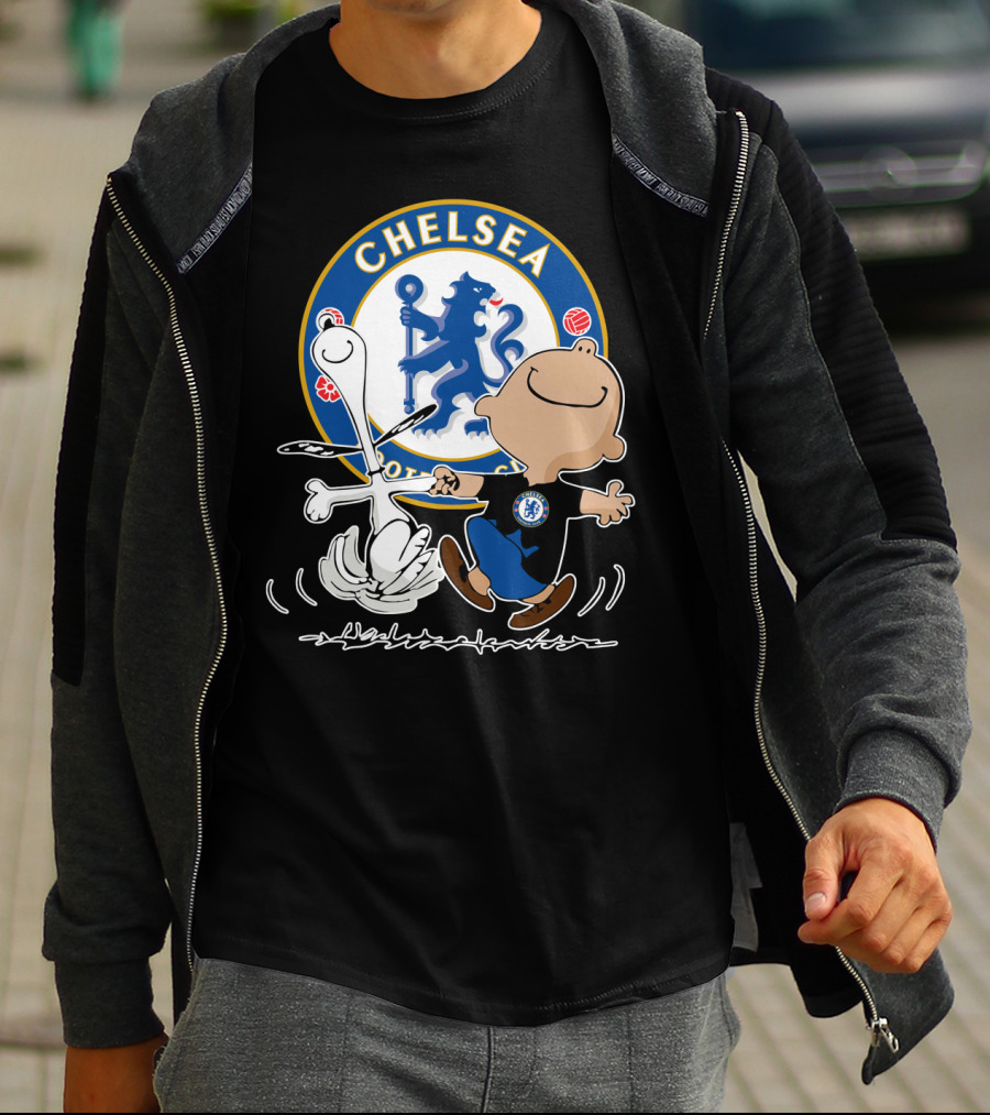 Chelsea Blue Lion Dancing Peanuts Characters T-Shirt