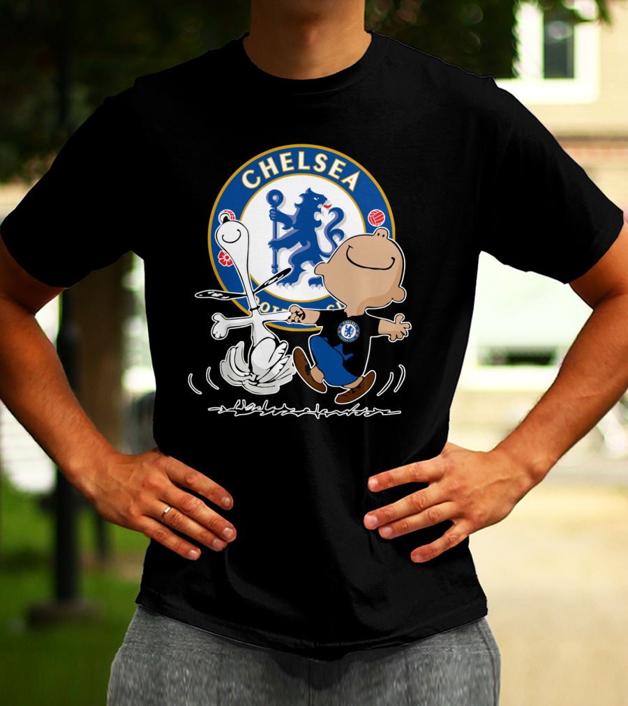 Chelsea Blue Lion Dancing Peanuts Characters T-Shirt