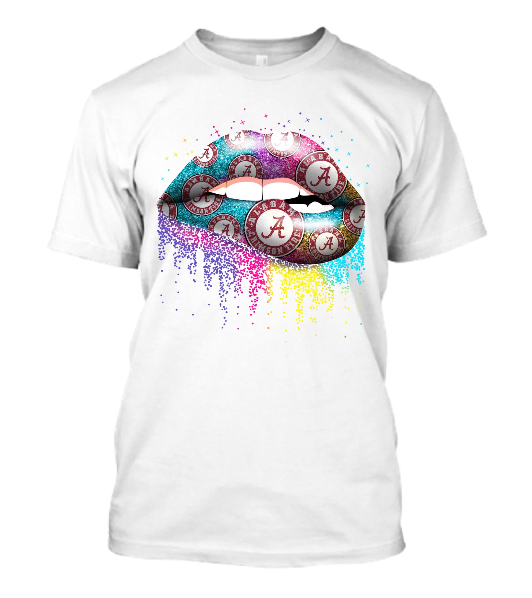 Alabama Crimson Tide Glitter Lips Roll Tide T-Shirt