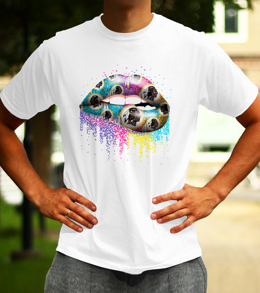 Lip Redskins Washington Football Team Colorful Art T-Shirt