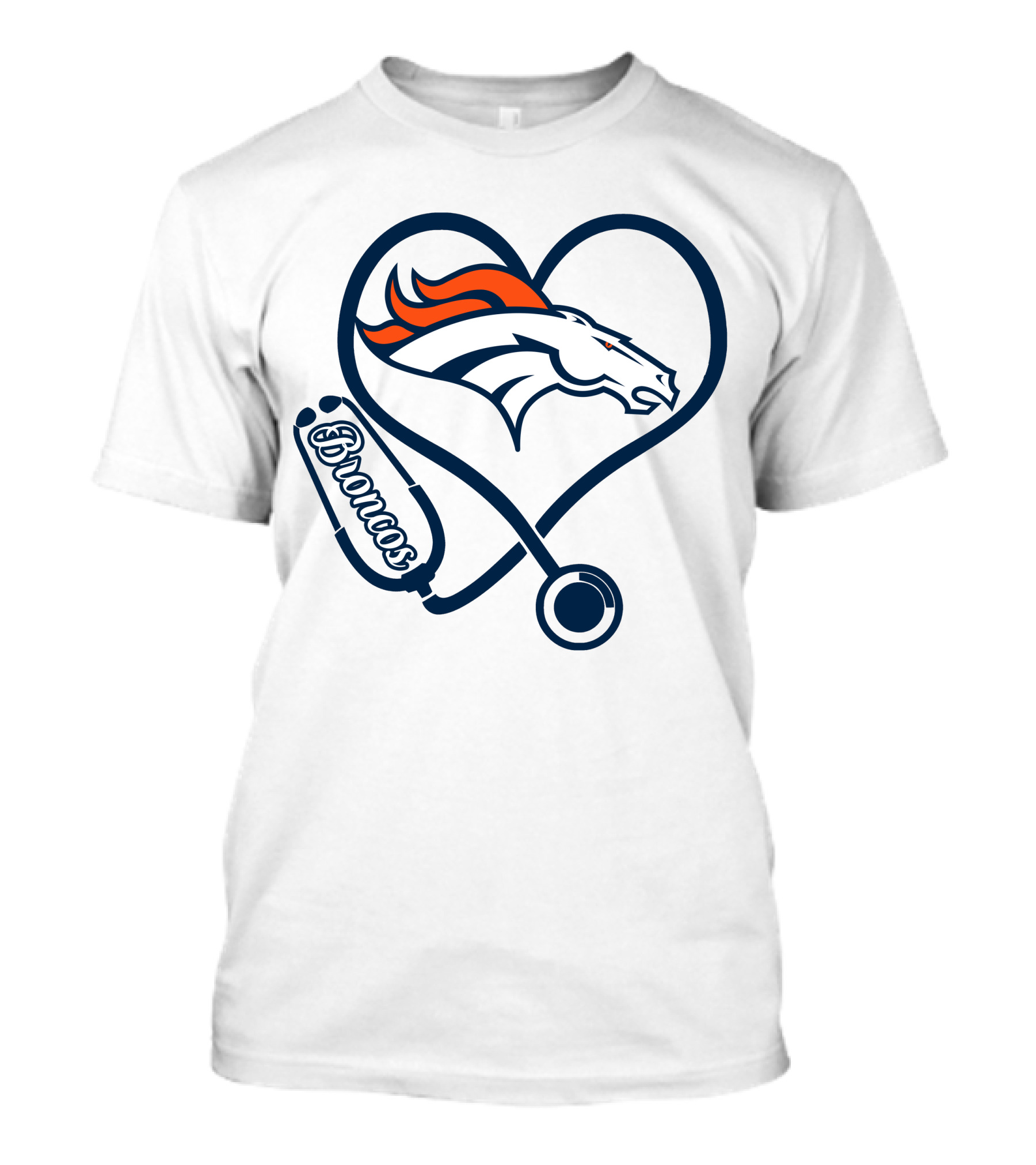 Nurse Broncos Heart Stethoscope Denver Broncos T-Shirt