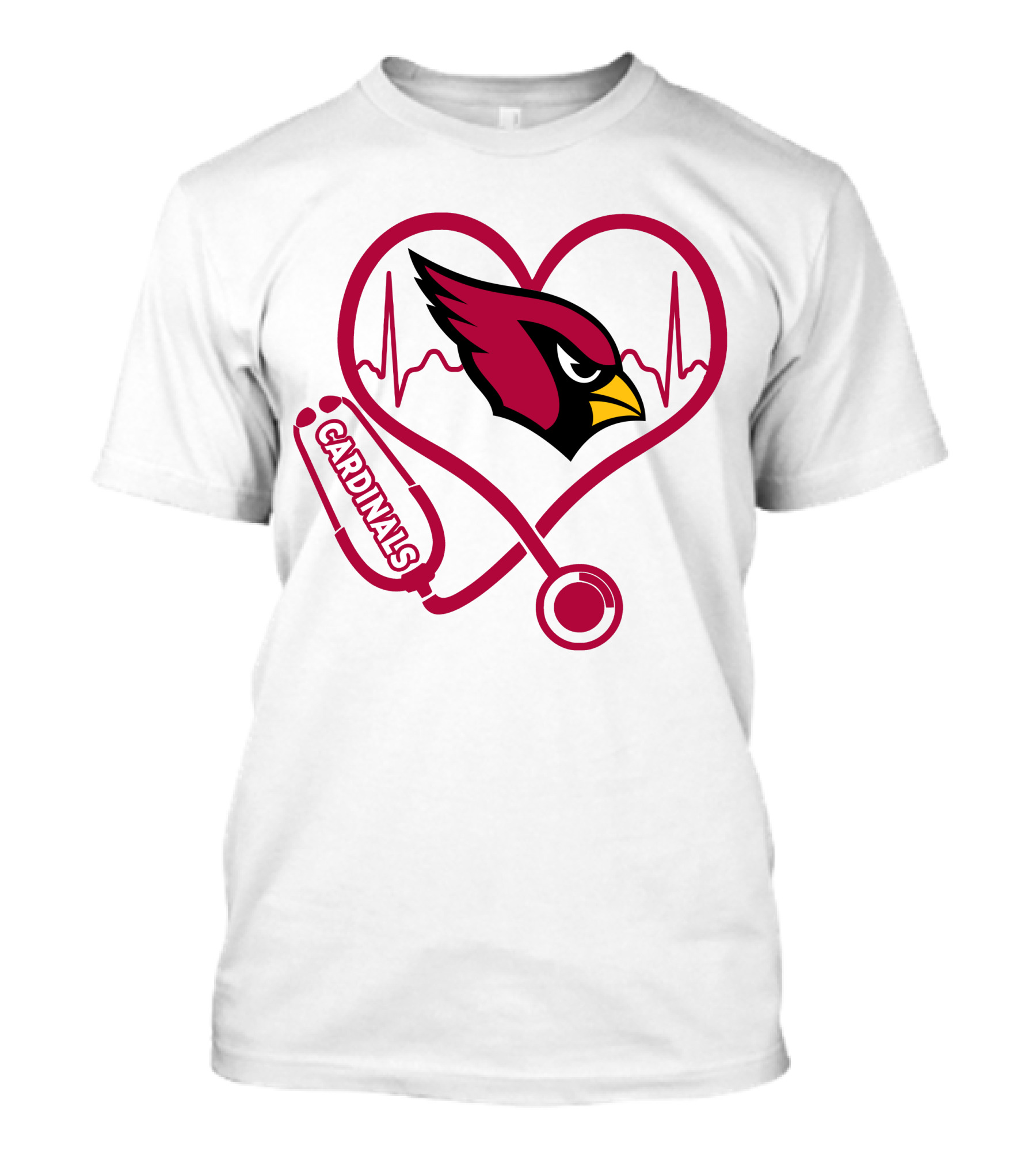 Arizona Cardinals Nurse Heart Stethoscope T-Shirt