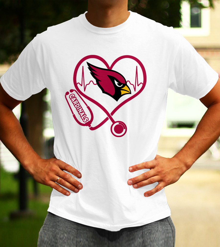 Arizona Cardinals Nurse Heart Stethoscope T-Shirt