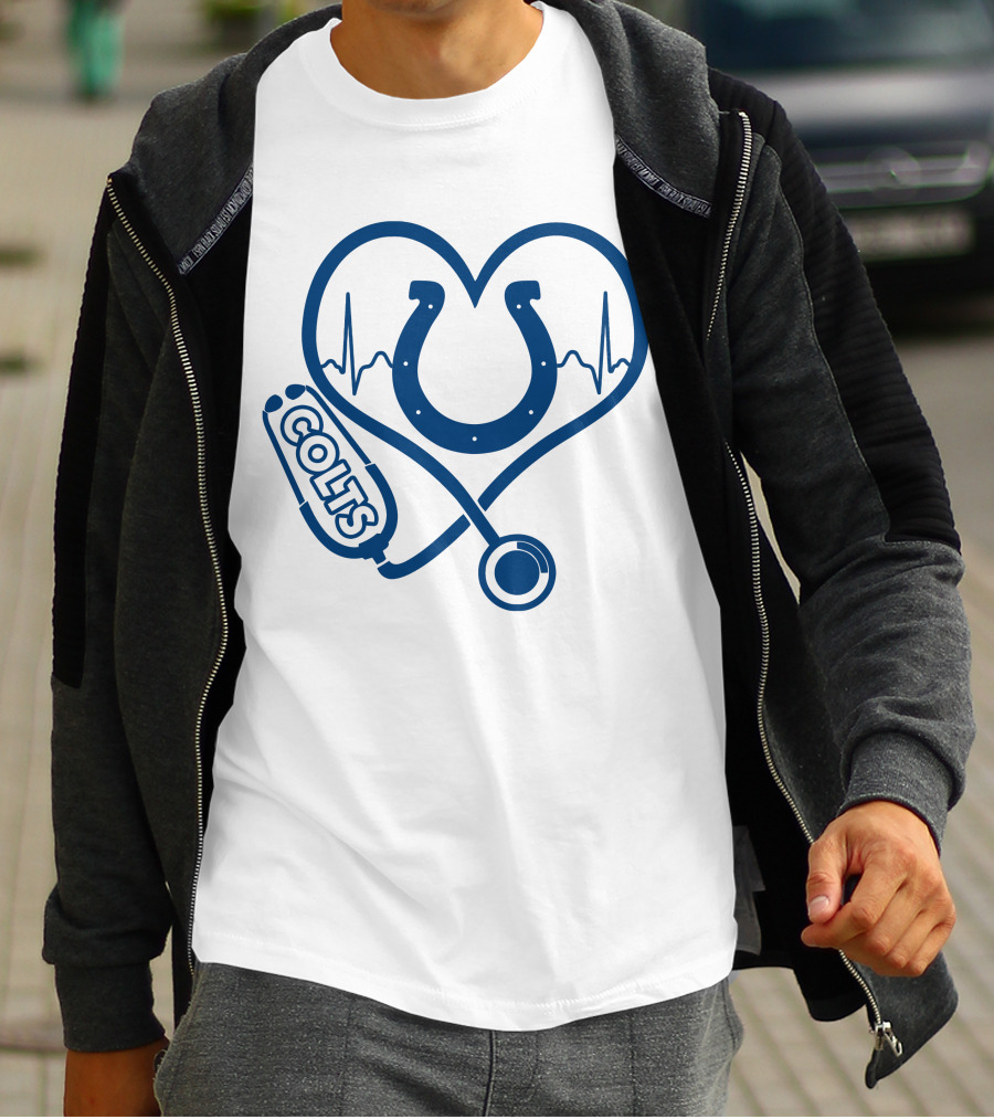 Nurse Colts Stethoscope Heartbeat Horseshoe Indianapolis T-Shirt
