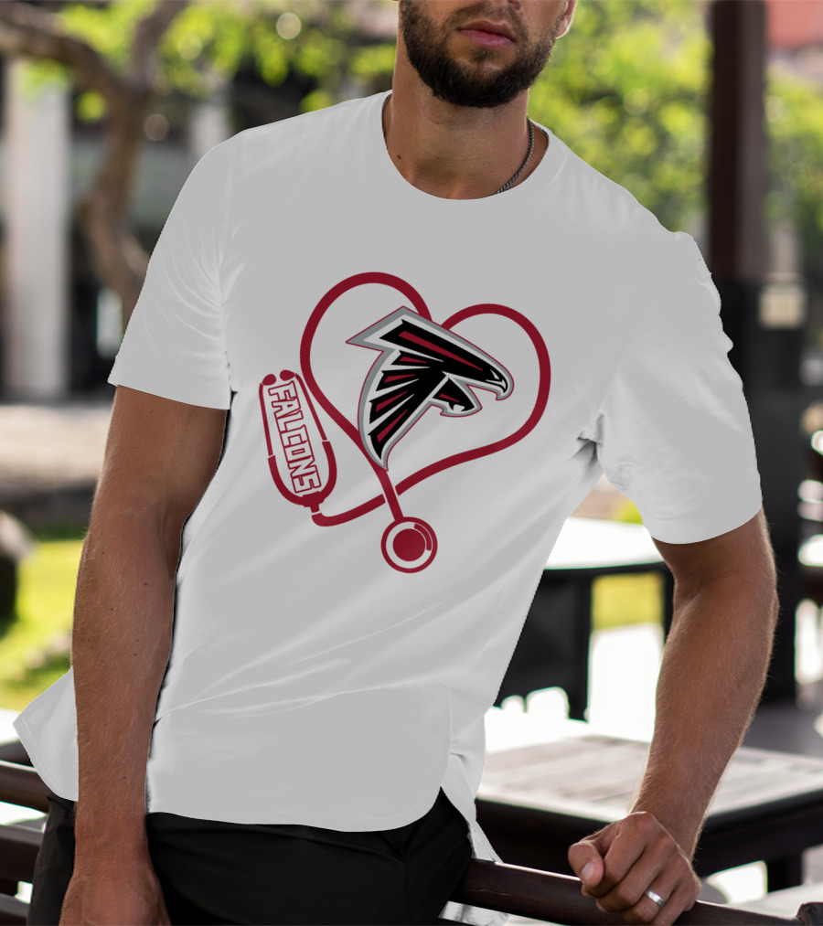 Atlanta Falcons Heart Stethoscope Nurse Theme T-Shirt