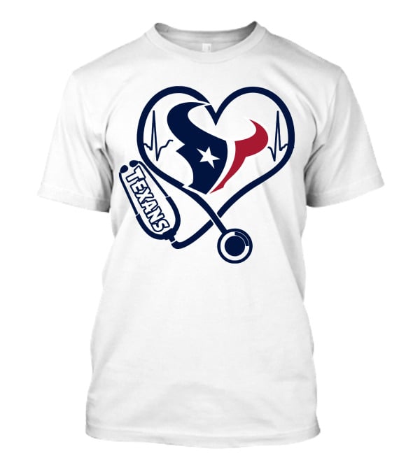Nurse Houston Texans Heartbeat Stethoscope T-Shirt