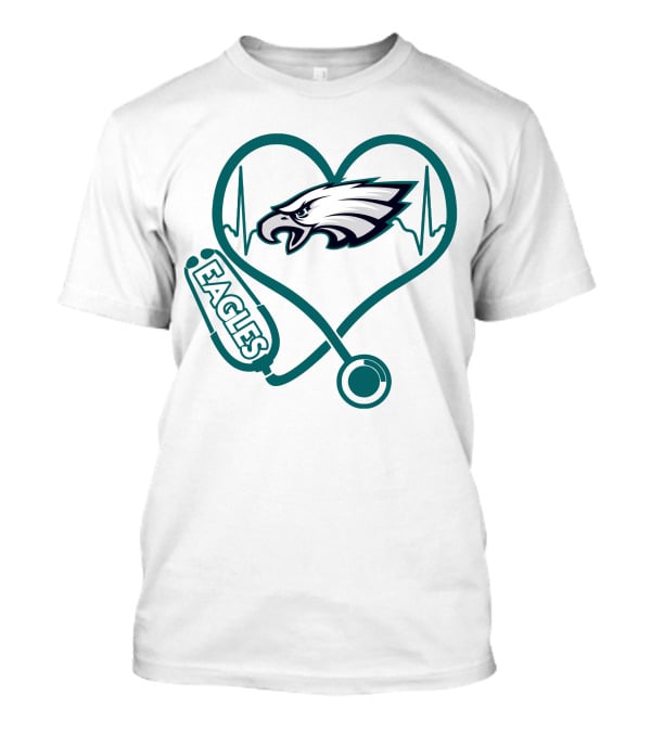 Nurse Philadelphia Eagles Heartbeat Stethoscope T-Shirt