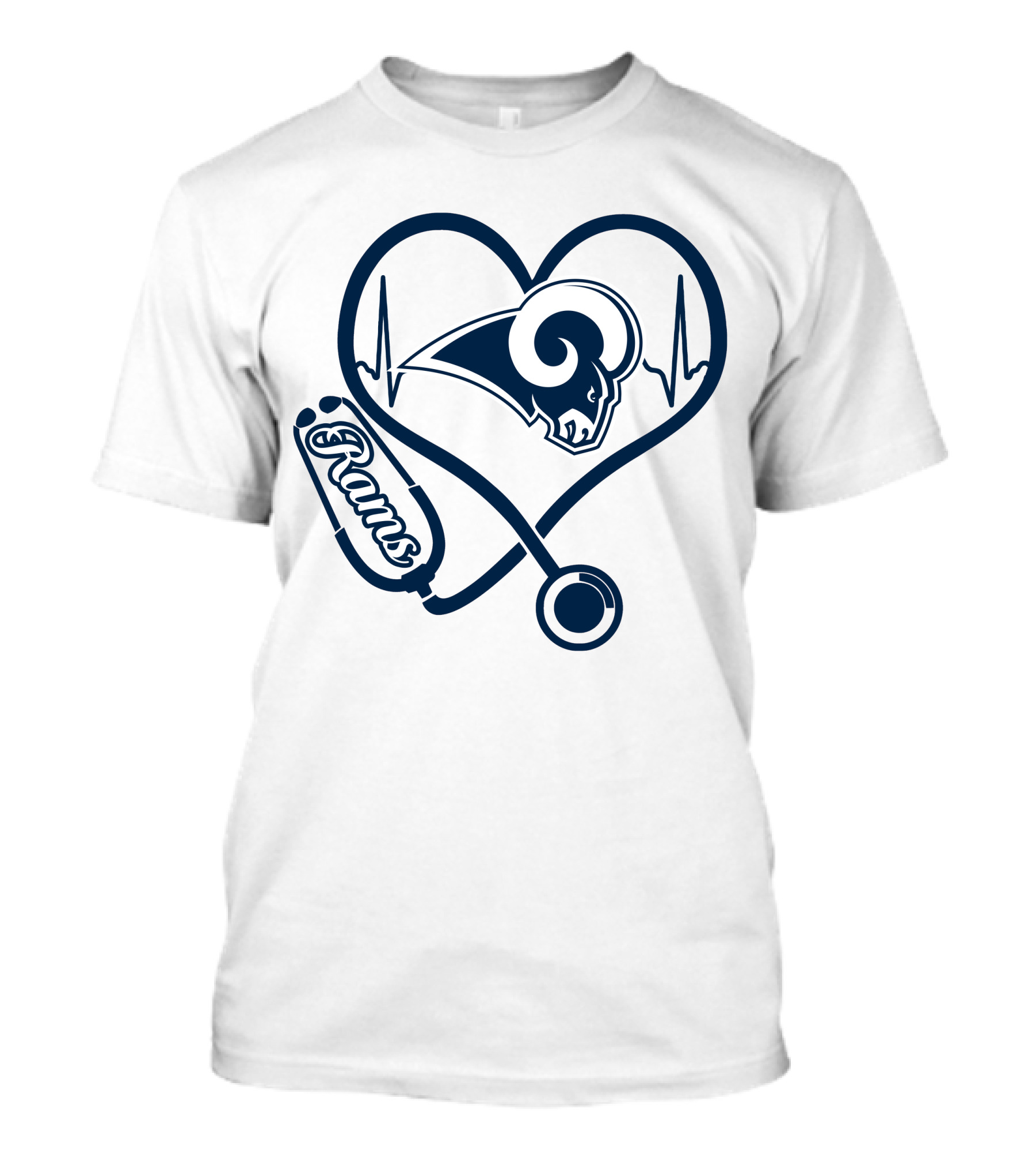 Nurse Heartbeat Los Angeles Rams Stethoscope T-Shirt