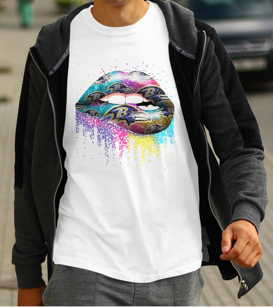 Baltimore Ravens Glitter Lips Fan T-Shirt