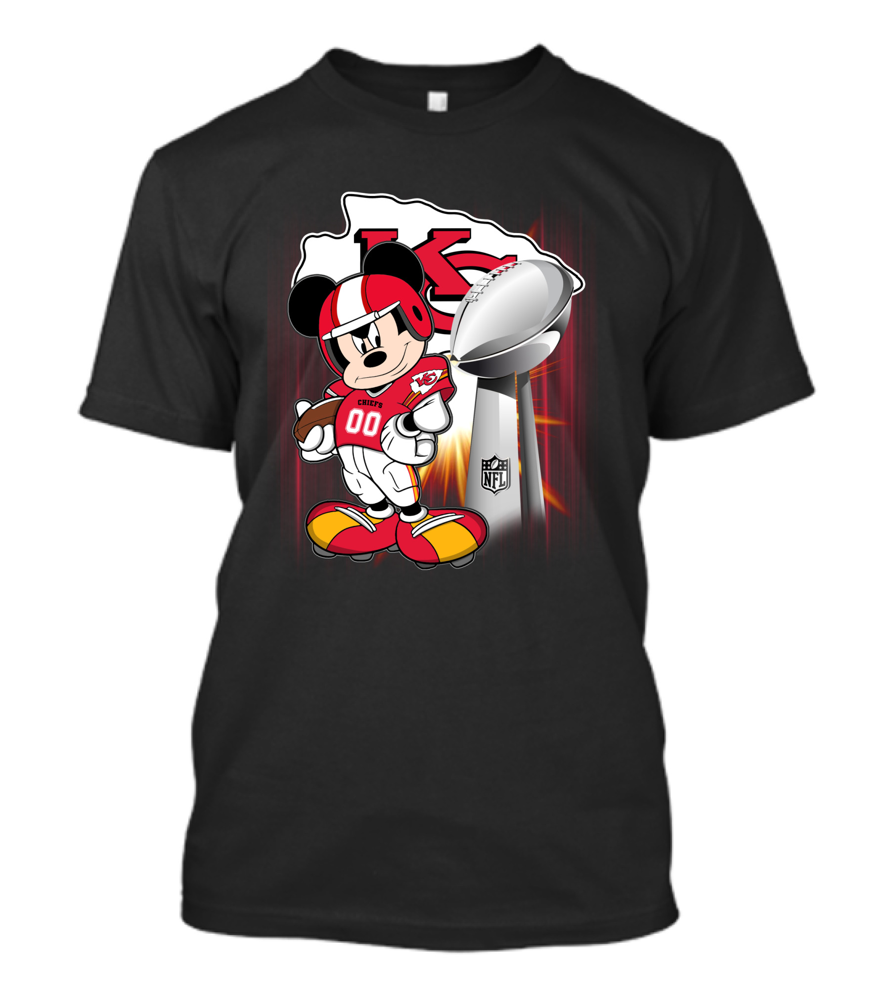 Kansas City Chiefs Mickey Mouse NFL Trophy T-Shirt